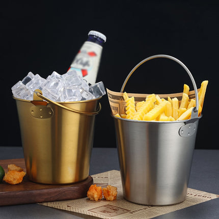 304 Stainless Steel Handheld Ice Bucket Bar Beer Chill Bucket Chips Milk Tea Snacks Barrel - DealBuddy