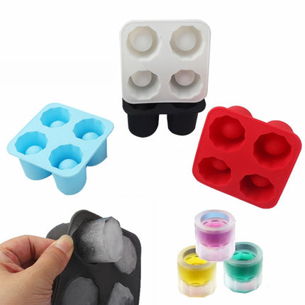 Four Hole Ice Cup Silicone Mold Compartment Cylindrical Coke Whiskey Ice Cube Maker Mold - DealBuddy