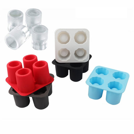 Four Hole Ice Cup Silicone Mold Compartment Cylindrical Coke Whiskey Ice Cube Maker Mold - DealBuddy