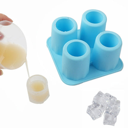 Four Hole Ice Cup Silicone Mold Compartment Cylindrical Coke Whiskey Ice Cube Maker Mold - DealBuddy