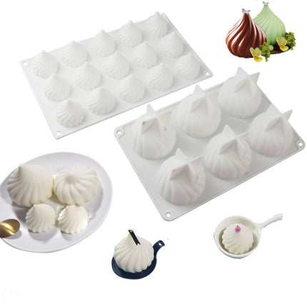 Swirl Mousse Cake Mold Chocolate Baking French Dessert Onion Shape Silicone Mold, GT-105 Single, GT-106 6 Cavity, GT-9 15 Cavity - DealBuddy