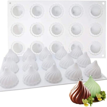 Swirl Mousse Cake Mold Chocolate Baking French Dessert Onion Shape Silicone Mold, GT-105 Single, GT-106 6 Cavity, GT-9 15 Cavity - DealBuddy