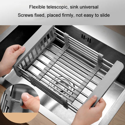 Kitchen Drainage Rack Stainless Steel Retractable Sink Shelf Flatware Storage Organizer - DealBuddy