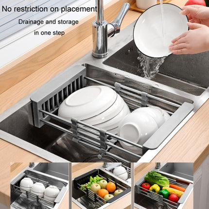 Kitchen Drainage Rack Stainless Steel Retractable Sink Shelf Flatware Storage Organizer - DealBuddy