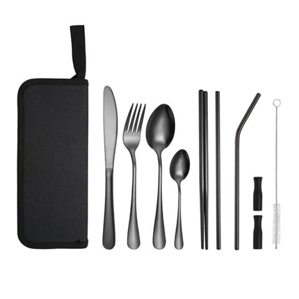 Portable Stainless Steel Cutlery Set Outdoor Picnic Knife And Fork Tool With Storage Bag, A Model Silver, A Model Gold, A Model Black, B Model Silver, B Model Gold, B Model Black, C Model Silver, C Model Black - DealBuddy