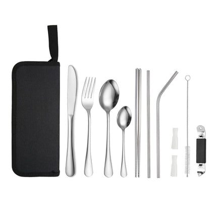 Portable Stainless Steel Cutlery Set Outdoor Picnic Knife And Fork Tool With Storage Bag, A Model Silver, A Model Gold, A Model Black, B Model Silver, B Model Gold, B Model Black, C Model Silver, C Model Black - DealBuddy
