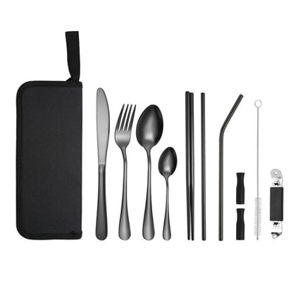 Portable Stainless Steel Cutlery Set Outdoor Picnic Knife And Fork Tool With Storage Bag, A Model Silver, A Model Gold, A Model Black, B Model Silver, B Model Gold, B Model Black, C Model Silver, C Model Black - DealBuddy