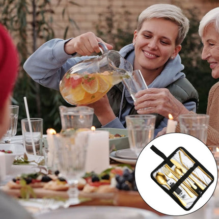 Portable Stainless Steel Cutlery Set Outdoor Picnic Knife And Fork Tool With Storage Bag, A Model Silver, A Model Gold, A Model Black, B Model Silver, B Model Gold, B Model Black, C Model Silver, C Model Black - DealBuddy