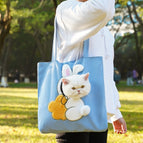 M / Blue Background White Rabbit
