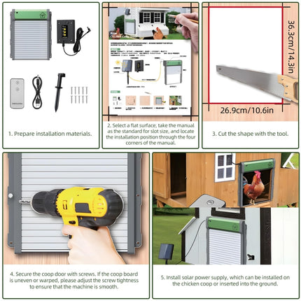 Solar Powered Automatic Chicken Coop Door 4 Modes Automatic Chicken Door with Remote Control, Solar - DealBuddy
