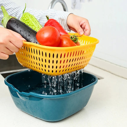 8 In 1 Drain Basket Double-Layer Vegetable Washing Basket Fruit Basin - DealBuddy