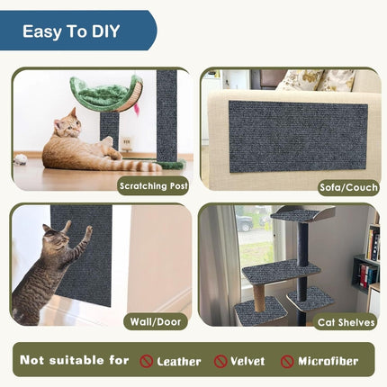Trimmable Self-Adhesive Cat Scratching Mat DIY Climbing Cat Scratcher, 30 x 100cm, 40 x 100cm, 60 x 100cm - DealBuddy