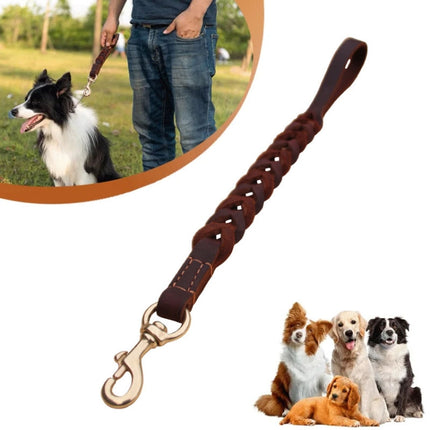Leather Pet Leash Short Pull Rope Dog Chain, 1.8x50cm - DealBuddy