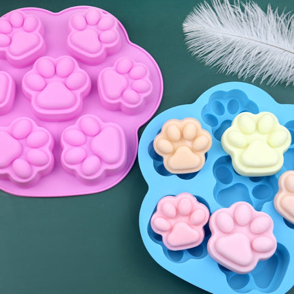 7 Cells Small and Large Cat Paw Silicone Cake Mould Cartoon DIY Handmade Essential Oil Soap Moulds, Pink, Light Blue - DealBuddy