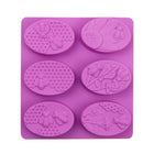 6 Grids Oarbone Bee Silicone Cake Mold Handmade Soap Pudding Mold, Yellow, Purple - DealBuddy