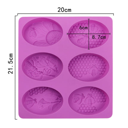6 Grids Oarbone Bee Silicone Cake Mold Handmade Soap Pudding Mold, Yellow, Purple - DealBuddy