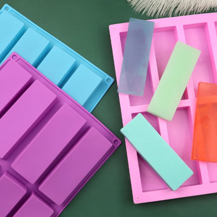 8 Grids Rectangular Silicone Handmade Soap Mould DIY Aromatherapy Mould, Light Blue, Purple, Pink - DealBuddy