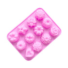 12 Grids Different Flower Grass Shape Silicon Model Kitchen Baking Cake Model DIY Handmade Soap Mould, Pink Light Model, Pink Heavy Model - DealBuddy