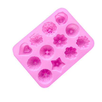 12 Grids Different Flower Grass Shape Silicon Model Kitchen Baking Cake Model DIY Handmade Soap Mould, Pink Light Model, Pink Heavy Model - DealBuddy