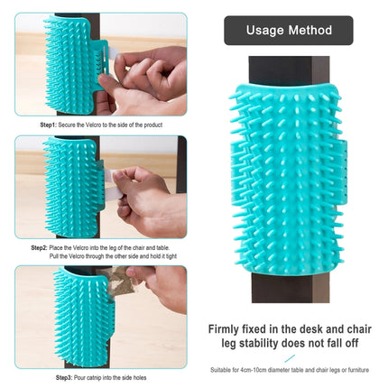 3pcs Pet Table Leg Hair Rubbing Massage Brush Cat Scratcher, Mint Green, Grey, Orange - DealBuddy