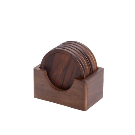 6pcs /Set Walnut Coaster Wooden Tea Ceremony Tray Coffee Cup Solid Wood Insulation Pad