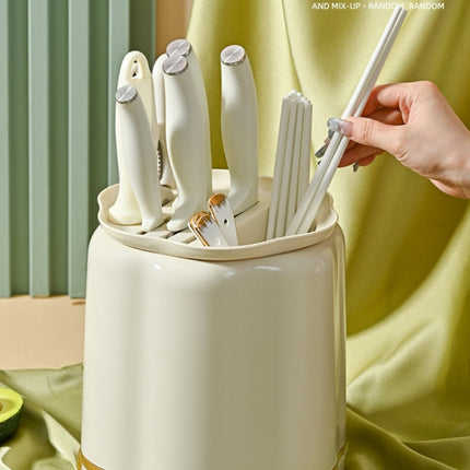 Kitchen Rotating Knife Rack Multi-functional Cutlery Shelf Home All-in-One Chopsticks Storage Rack - DealBuddy