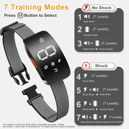 Intelligent Stop Bark Dog Trainer Anti-Barking Pet Supplies, 7 Training Modes - DealBuddy