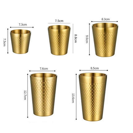 304 Stainless Steel Hammer Mug Thickened Double-Layer Restaurant Tea Cups, 175ml, 260ml, 300ml, 350ml, 450ml - DealBuddy