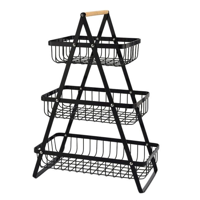 3-Layer Handheld Fruit Basket Removable Living Room Kitchen Bread Snacks Storage Basket, Black, White, Gray - DealBuddy