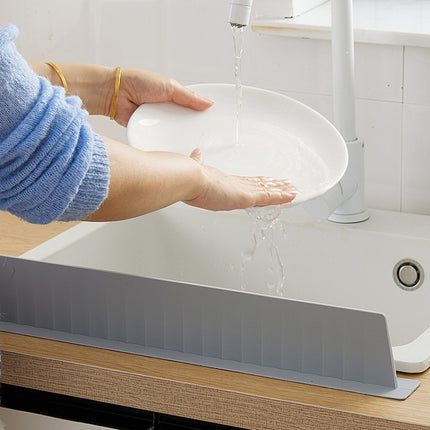 Silicone Kitchen Sink Splash Guard Countertop Water Blocking Splashback, White, Light Gray, Deep Gray - DealBuddy