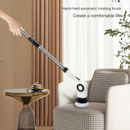 7 In 1 Electric Spin Scrubber Rechargeable Waterproof Floor Clean Bush with 23.6 Inch Adjustable Handle