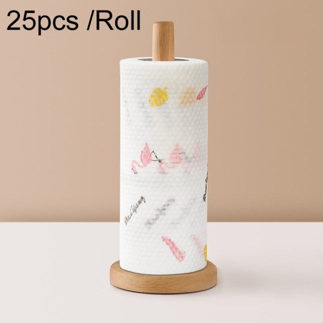 Thickened Disposable Dishwashing Cloth Rag Wet And Dry Oil-absorbing Kitchen Paper, 25pcs /Roll