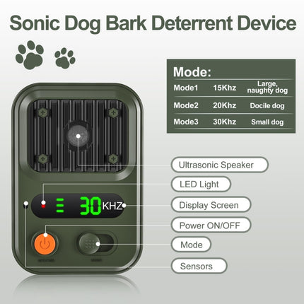 UltrasonicAnti Barking Devices Color Screen Auto Dog Bark Deterrent Devices with 3 Levels, Black, Green - DealBuddy