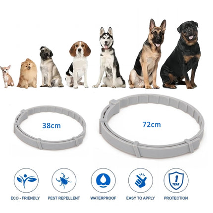 Flea and Tick Collar for Dogs Cats With Aluminum Case, 72cm Gray, 72cm Orange, 72cm Blue, 38cm Orange, 38cm Pink, 38cm Blue - DealBuddy