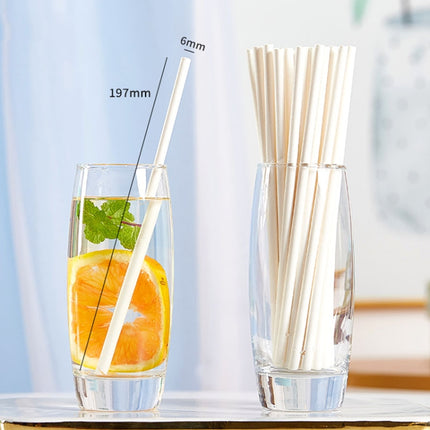 100pcs /Pack 6x197mm Disposable Paper Straws Biodegradable Party Drinking Straws Dessert Table Decoration Prop, White, Black, Kraft Paper - DealBuddy