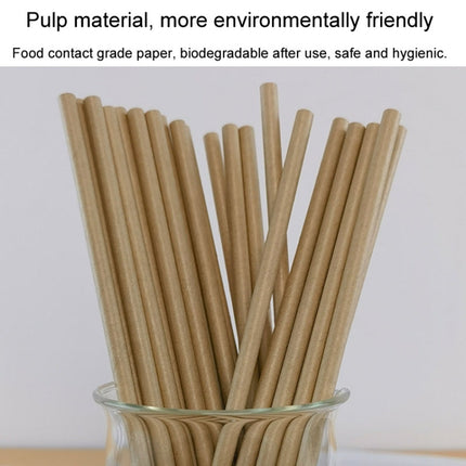 100pcs /Pack 6x197mm Disposable Paper Straws Biodegradable Party Drinking Straws Dessert Table Decoration Prop, White, Black, Kraft Paper - DealBuddy