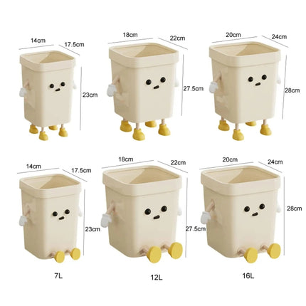 Cute Square Trash Can Household Living Room Bathroom Garbage Bin