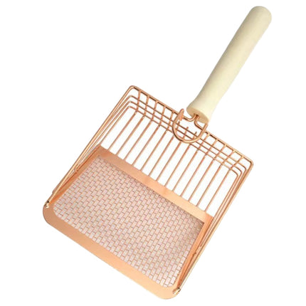 Metal Cat Litter Scoop Partition Filter Shovel Pet Care Cleaning Tool, Square Silver, Square Rose Gold, Round Silver, Round Rose Gold - DealBuddy