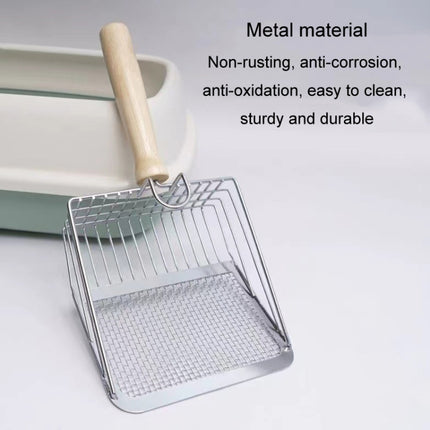 Metal Cat Litter Scoop Partition Filter Shovel Pet Care Cleaning Tool, Square Silver, Square Rose Gold, Round Silver, Round Rose Gold - DealBuddy