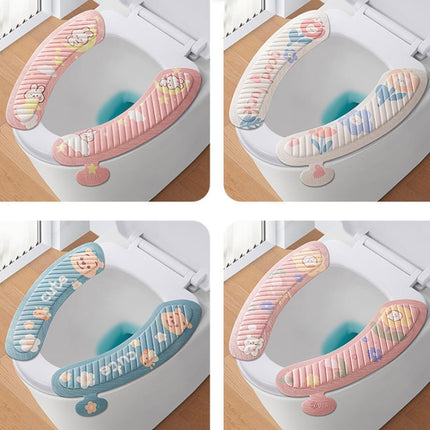 EVA Adhesive Toilet Pad Four Seasons Universal Cartoon Cute Waterproof Toilet Sticker, Gray Sunflower, Pink Moon Rabbit - DealBuddy