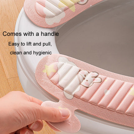 EVA Adhesive Toilet Pad Four Seasons Universal Cartoon Cute Waterproof Toilet Sticker, Gray Sunflower, Pink Moon Rabbit - DealBuddy