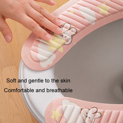 EVA Adhesive Toilet Pad Four Seasons Universal Cartoon Cute Waterproof Toilet Sticker, Gray Sunflower, White Little Flower, Pink Moon Rabbit, Blue Bear - DealBuddy