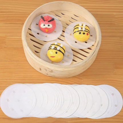 100pcs Food Grade Disposable Round Non-stick Steamer Paper Perforated Buns Steamer Pads