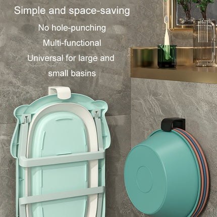 2pcs Bathroom Shelf No-Punch Washbasin Hook Kitchen Wall Mounted Storage Rack