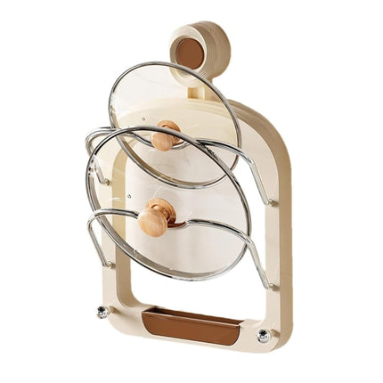 Wall Mount Pot Lids Holder No Punching Suction Cup Double Layer Storage Rack