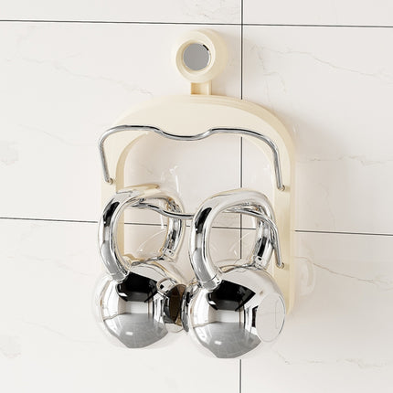 Wall Mount Pot Lids Holder No Punching Suction Cup Double Layer Storage Rack