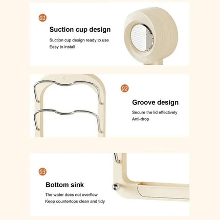 Wall Mount Pot Lids Holder No Punching Suction Cup Double Layer Storage Rack, Cream Color, Milk Tea Brown, Ivory White - DealBuddy