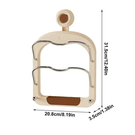 Wall Mount Pot Lids Holder No Punching Suction Cup Double Layer Storage Rack, Cream Color, Milk Tea Brown, Ivory White - DealBuddy