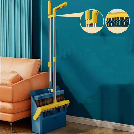 Broom And Dustpan Set With Double-Sided Tooth Scraping