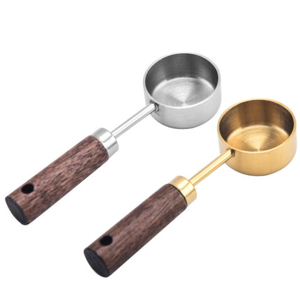 15ml Wooden Handle Stainless Steel Measuring Spoon Coffee Powder Milk Powder Spoon, Silver, Gold - DealBuddy